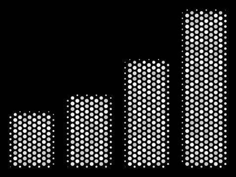 White Pixel Bar Chart Icon Stock Illustration