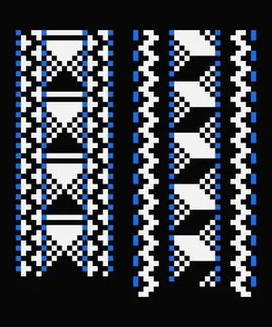 White pixel border pattern set for dark background Stock Illustration