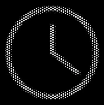 White Pixel Clock Icon Stock Illustration