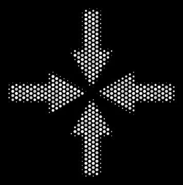 White Pixel Collide Arrows Icon Stock Illustration