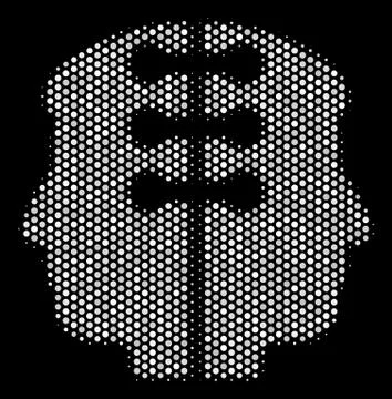 White Pixel Dual Head Interface Icon Stock Illustration