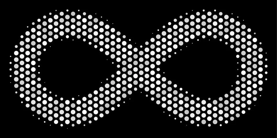 White Pixel Infinity Icon イラスト素材
