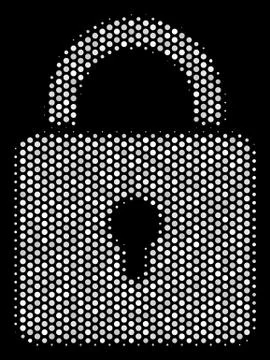 White Pixel Lock Icon Stock Illustration