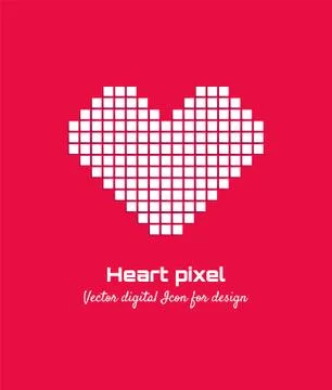 White Pixel love vector. Heart icon. Logo design Illustrazione stock