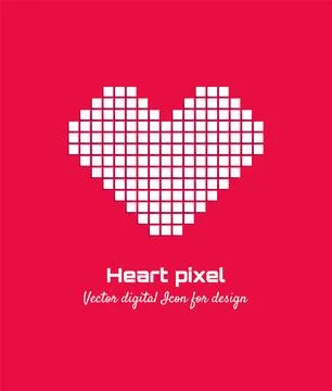 White Pixel love vector. Heart icon. Logo design Stock Illustration