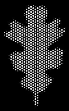 White Pixel Oak Leaf Icon Stock Illustration