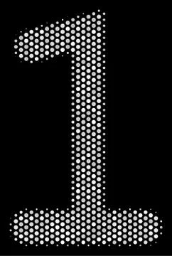 White Pixel One Digit Icon 스톡 일러스트