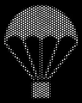 White Pixel Parachute Icon Stock Illustration