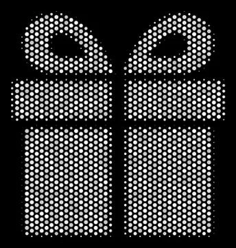 White Pixel Present Icon Stock Illustration