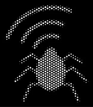 White Pixel Radio Bug Icon Stock Illustration