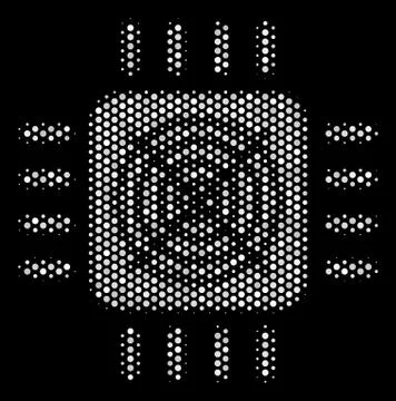 White Pixelated Asic Processor Icon Stock-Illustration