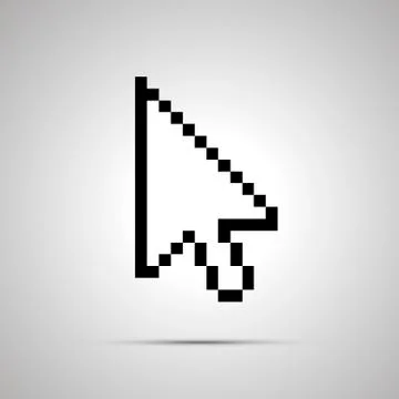 White pixelated computer arrow cursor, icon with shadow Stock Illustration