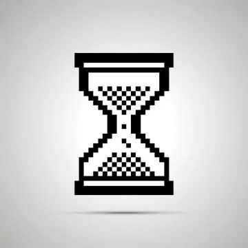 White pixelated computer cursor in hourglass shape, icon with shadow Stock Illustration