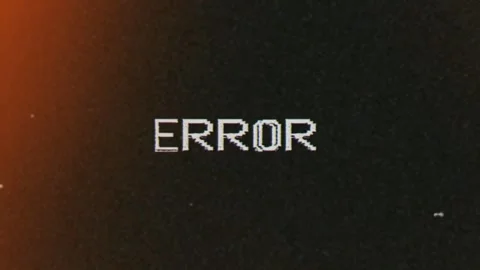 White pixelated error message on black background displaying critical failure Stock Footage 297199626