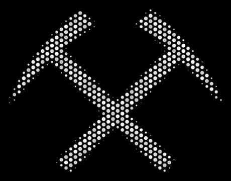 White Pixelated Mining Hammers Icon Ilustración de archivo