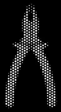 White Pixelated Pliers Icon 스톡 일러스트