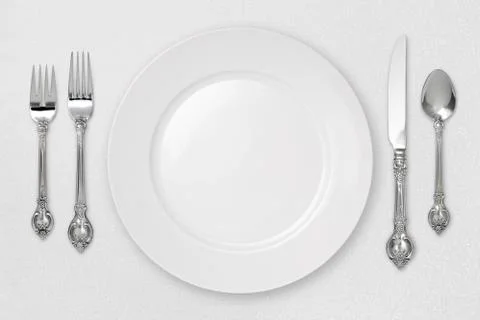 White place setting with a clipping path Stock Photos