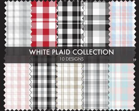 White Plaid Tartan Seamless Pattern Collection Illustrazione stock
