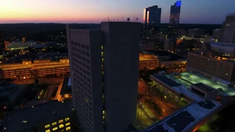 White Plains New York State Downtown Cityscape Night Aerial Drone Flight Stock Footage 344876027