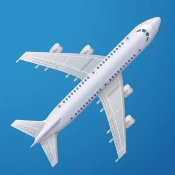 White plane against blue background Stock Illustration
