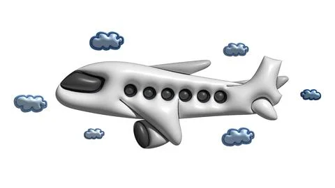 White plane flies among the clouds, concept of travel transportation Stock Illustration