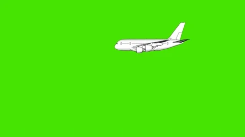 White plane flies on a green background, cartoon sketch style. Stock Footage 166685974