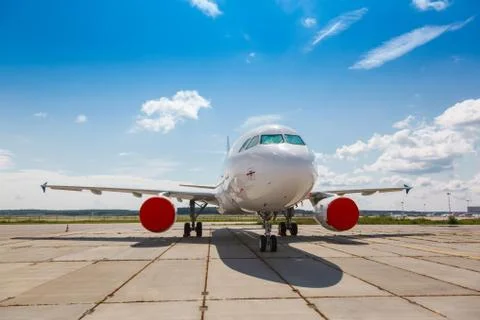 White plane on the platform Stock Photos