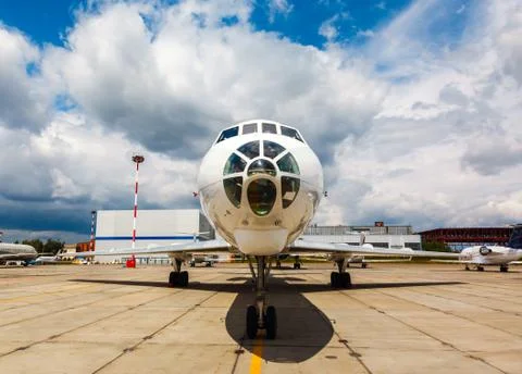 White plane on the platform Stock Photos