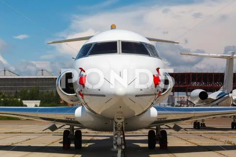 White plane on the platform Stock Photos