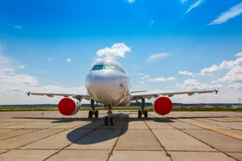 White plane on the platform Stock Photos