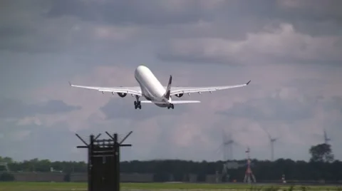 White plane taking off Stock Footage 7732977
