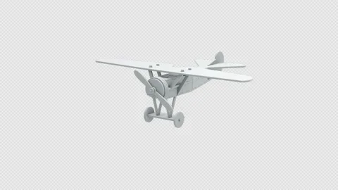 The White Plane Toy With Spinning Propeller Rotates Around its Axis. Stock Footage 200922495