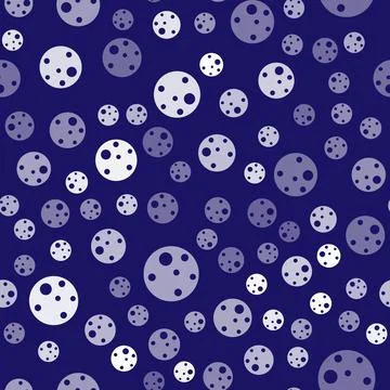 White Planet Mars icon isolated seamless pattern on blue background. Vector Illustrazione stock