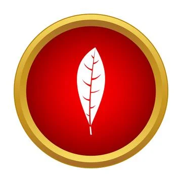 White plant leaf icon inside red circle Stock Illustration