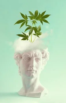 White plaster statue head of David Stock Photos