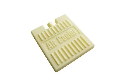 White plastic Air Cooler ice pack boxes with ribbed texture isolated on a whi Stock Photos