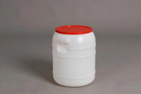 White plastic barrel, container, on a white background Stock Photos