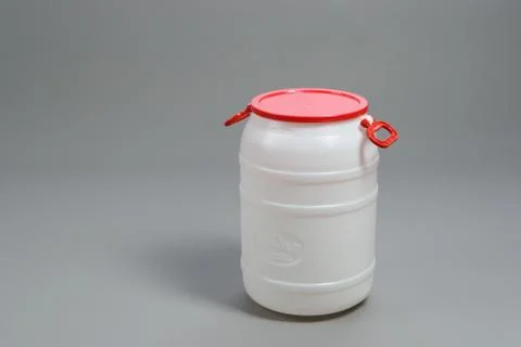 White plastic barrel, container, on a white background Stock Photos