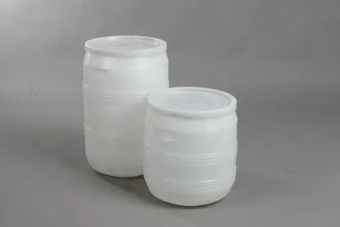 White plastic barrel, container, on a white background Stock Photos