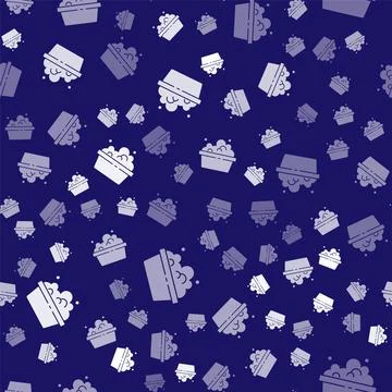 White Plastic basin with soap suds icon isolated seamless pattern on blue Stock Illustration