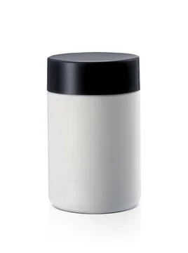White plastic bottle with black cap, isolated white background Stock Photos