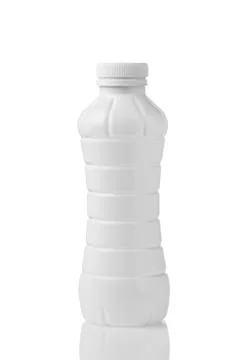 White plastic bottle with cap isolated on white background Stock Photos