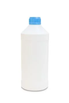 White plastic bottle isolated with clipping path Stock Photos