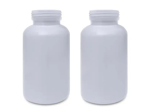 White plastic bottle isolated on white background Stock Photos