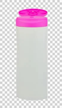 White plastic bottle with open red lid, for beauty and skincare shower gel .. Stock Photos