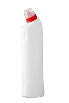 White plastic bottle or container for cleaning agent isolated on white Foto stock