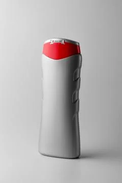 White plastic bottle template for shampoo, shower gel, lotion, body milk, bat Stock Photos