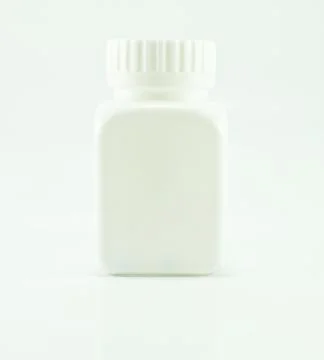 White plastic bottle on white background Foto stock