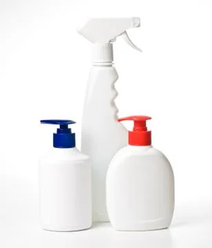 White plastic bottles Foto stock