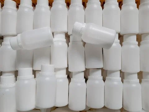 White plastic bottles Stock Photos